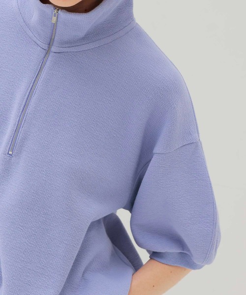 DRESSLAVE（ドレスレイブ）の「double face zip half sleeve pullover(ダブルフェイスジップハーフスリーブプルオーバー)（Tシャツ/カットソー・レディース・パープル/ホワイト・38）」の11枚目の写真