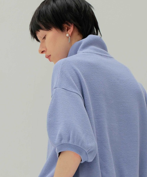 DRESSLAVE（ドレスレイブ）の「double face zip half sleeve pullover(ダブルフェイスジップハーフスリーブプルオーバー)（Tシャツ/カットソー・レディース・パープル/ホワイト・38）」の10枚目の写真