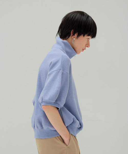 DRESSLAVE（ドレスレイブ）の「double face zip half sleeve pullover(ダブルフェイスジップハーフスリーブプルオーバー)（Tシャツ/カットソー・レディース・パープル/ホワイト・38）」の7枚目の写真
