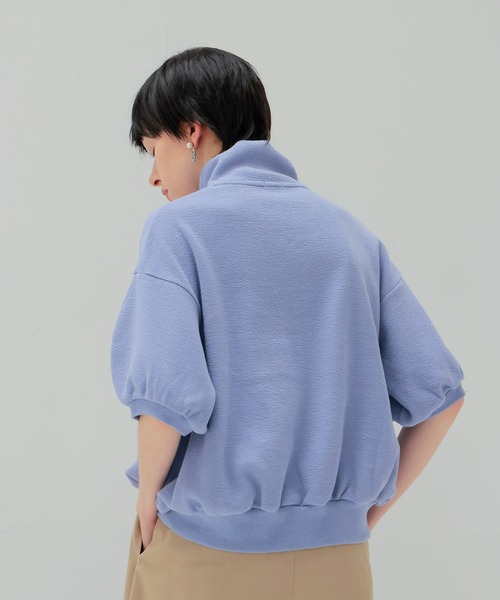 DRESSLAVE（ドレスレイブ）の「double face zip half sleeve pullover(ダブルフェイスジップハーフスリーブプルオーバー)（Tシャツ/カットソー・レディース・パープル/ホワイト・38）」の8枚目の写真