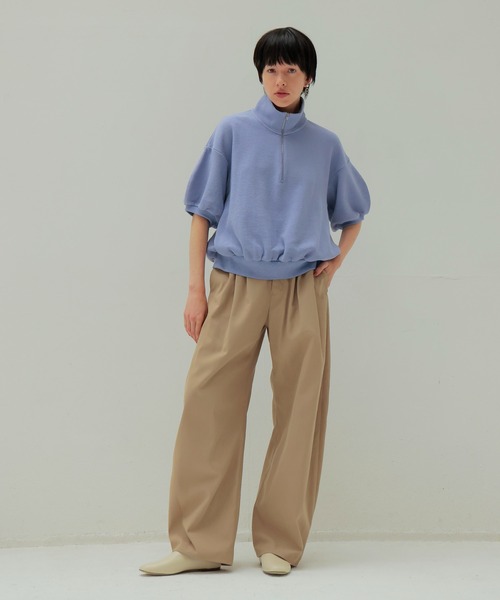 DRESSLAVE（ドレスレイブ）の「double face zip half sleeve pullover(ダブルフェイスジップハーフスリーブプルオーバー)（Tシャツ/カットソー・レディース・パープル/ホワイト・38）」の3枚目の写真