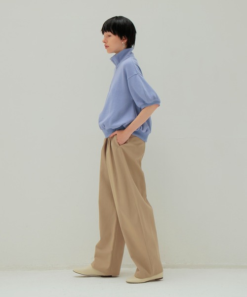 DRESSLAVE（ドレスレイブ）の「double face zip half sleeve pullover(ダブルフェイスジップハーフスリーブプルオーバー)（Tシャツ/カットソー・レディース・パープル/ホワイト・38）」の4枚目の写真