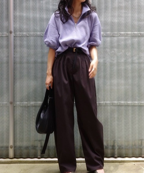 DRESSLAVE（ドレスレイブ）の「double face zip half sleeve pullover(ダブルフェイスジップハーフスリーブプルオーバー)（Tシャツ/カットソー・レディース・パープル/ホワイト・38）」の21枚目の写真
