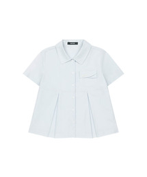 A-LINE PLEATED POCKET SHIRT, BLUE