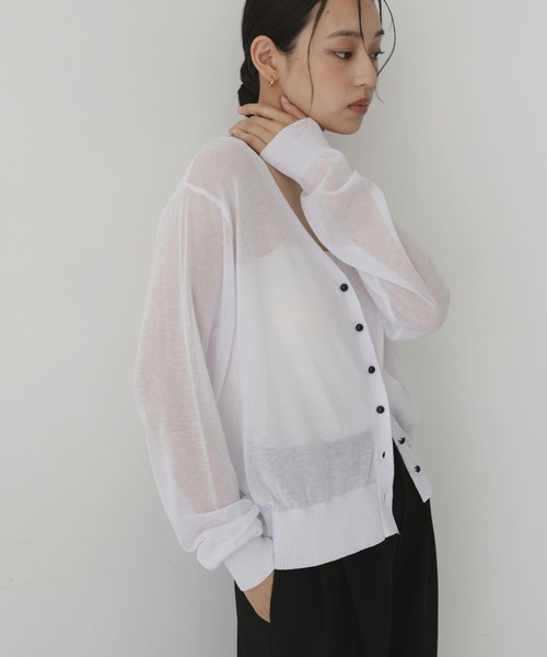 hellam(へラム)の「麻タッチシアーカーディガン(カーディガン/ボレロ・レディース・ベージュ/ホワイト/レッド/ブラック/ブラウン・FREE)」の2枚目の写真