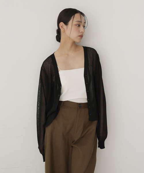 hellam(へラム)の「麻タッチシアーカーディガン(カーディガン/ボレロ・レディース・ベージュ/ホワイト/レッド/ブラック/ブラウン・FREE)」の8枚目の写真