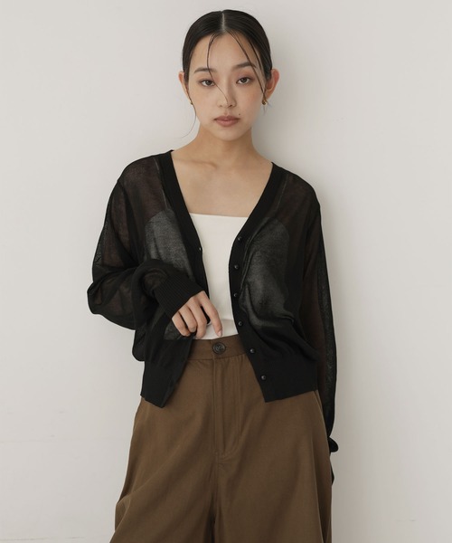 hellam(へラム)の「麻タッチシアーカーディガン(カーディガン/ボレロ・レディース・ベージュ/ホワイト/レッド/ブラック/ブラウン・FREE)」の9枚目の写真