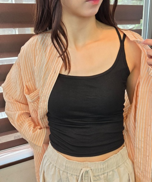tolene(トレネ)の「ダブルストラップ ボーダー カップ付き キャミソール(キャミソール・レディース・ブラック/ホワイト/ブラック×ホワイト・FREE)」の19枚目の写真