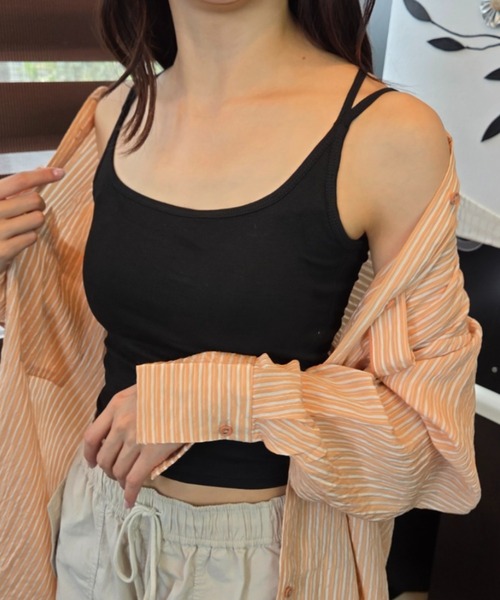 tolene(トレネ)の「ダブルストラップ ボーダー カップ付き キャミソール(キャミソール・レディース・ブラック/ホワイト/ブラック×ホワイト・FREE)」の22枚目の写真