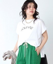 MICA&DEAL | ラメロゴプリントターンバックスリーブTシャツ(Tシャツ/カットソー)