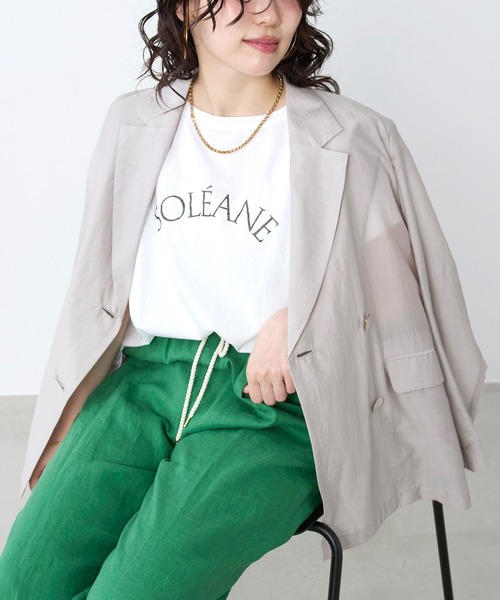 MICA&DEAL（マイカ＆ディール）の「ラメロゴプリントターンバックスリーブTシャツ（Tシャツ/カットソー・レディース・ホワイト/チャコールグレー・FREE）」の12枚目の写真