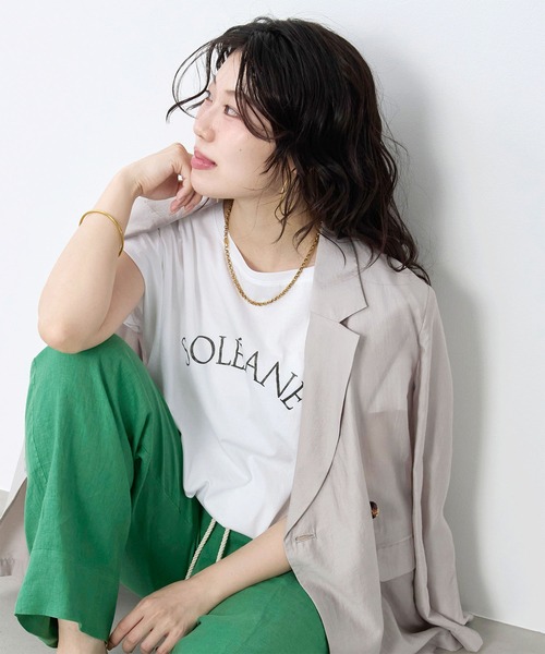 MICA&DEAL（マイカ＆ディール）の「ラメロゴプリントターンバックスリーブTシャツ（Tシャツ/カットソー・レディース・ホワイト/チャコールグレー・FREE）」の13枚目の写真