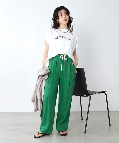 MICA&DEAL（マイカ＆ディール）の「ラメロゴプリントターンバックスリーブTシャツ（Tシャツ/カットソー・レディース・ホワイト/チャコールグレー・FREE）」の19枚目の写真