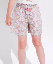 SLAP SLIP | 裾スカラップシャンブレー&花柄ショートパンツ(90~130cm)(その他パンツ)