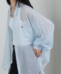 ハート刺繍シアーBIGサイズシャツ