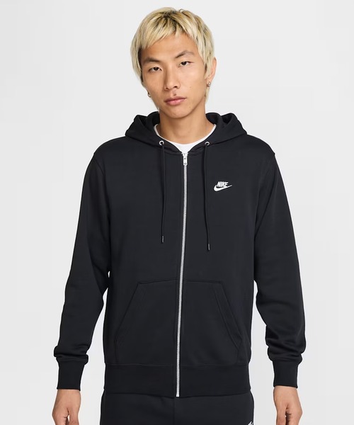 NIKE(ナイキ)の「NIKE/ナイキ ジップアップ パーカー フーディー ワンポイントロゴ 刺繍 裏毛 フルジップ フレンチ テリー パーカー FN3885-010(パーカー・メンズ・ブラック・2XL/XL)」の1枚目の写真