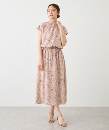 ハイネックフレンチスリーブドッキングワンピース