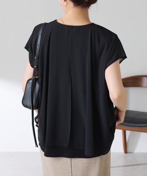 COLLAGE GALLARDAGALANTE（コラージュガリャルダガランテ）の「シアードッキングフレンチTシャツ/WEB限定カラー展開（Tシャツ/カットソー・レディース・ブラック/ネイビー/オフホワイト/グリーン・FREE）」の16枚目の写真