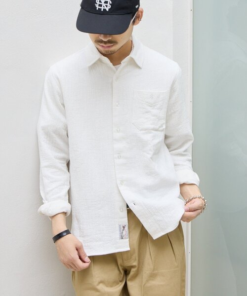 GEVACO(ゲバコ)の「【GEVACO】ダブルガーゼレギュラーカラーシャツ(シャツ/ブラウス・メンズ・オフホワイト/グリーン・MEDIUM/LARGE)」の9枚目の写真
