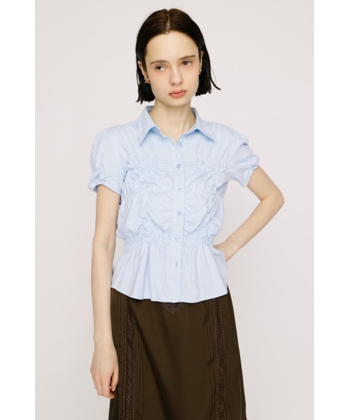 SLY(スライ)の「RANDOM SHIRRING CUT TOPS ランダムシャーリングカットトップス 夏服 秋服(シャツ/ブラウス・レディース・ブラック/ライトブルー/オフホワイト/ライトイエロー・FREE)」の18枚目の写真
