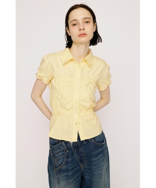 SLY(スライ)の「RANDOM SHIRRING CUT TOPS ランダムシャーリングカットトップス 夏服 秋服(シャツ/ブラウス・レディース・ブラック/ライトブルー/オフホワイト/ライトイエロー・FREE)」の20枚目の写真