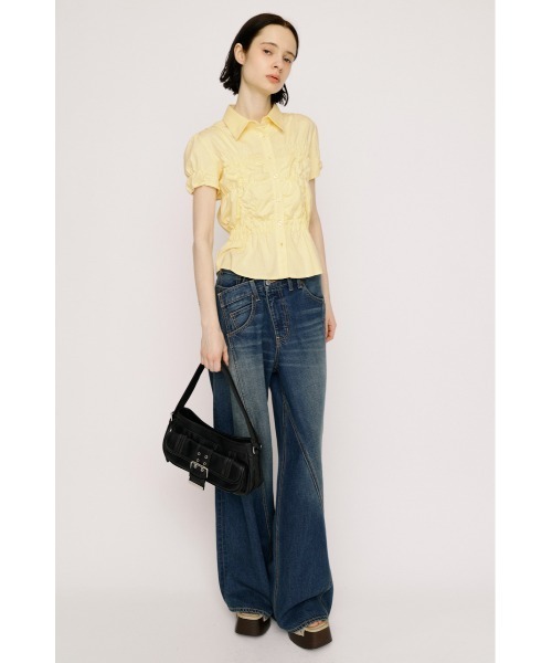 SLY(スライ)の「RANDOM SHIRRING CUT TOPS ランダムシャーリングカットトップス 夏服 秋服(シャツ/ブラウス・レディース・ブラック/ライトブルー/オフホワイト/ライトイエロー・FREE)」の21枚目の写真