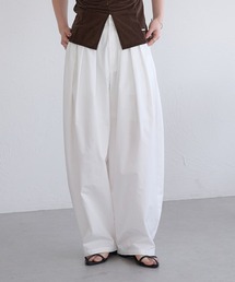 【Raffime】タック入りナイロンライクバレルパンツ