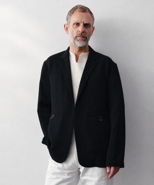 hazama 突然変衣のジャケット type ∑ブラック テーラードジャケット SILKα/シルクアルファ】SILK α Pleats Summer Jacket（テーラード