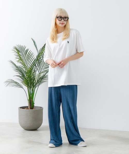 U.S. POLO ASSN.(ユーエスポロアッスン)の「【U.S. POLO ASSN./ユーエスポロアッスン】【綿100% ワンポイント刺繍が程よいアクセント】半袖Tシャツ ビッグシルエット 無地 定番 王道 カジュアル 上品 ユニセックス(Tシャツ/カットソー・メンズ・ホワイト/ブラック・LARGE)」の3枚目の写真