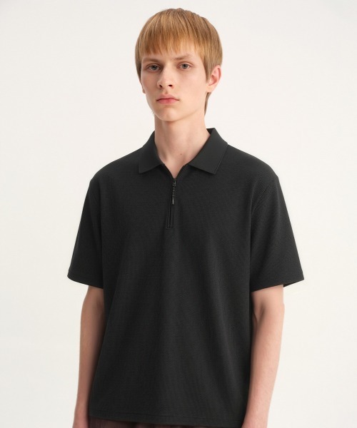 MODE COMMUTER（モードコミューター）の「Waffle S/S Polo Shirt（ポロシャツ・メンズ・ブラック・SMALL/LARGE）」の2枚目の写真