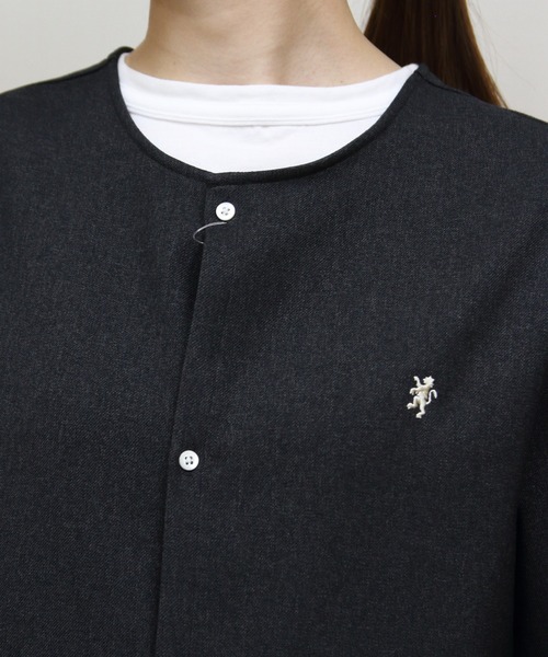 GYMPHLEX(ジムフレックス)の「Gymphlex/ジムフレックス カーディガンシャツ CARDIGAN SHIRT GY-B0500 ZOL(カーディガン/ボレロ・レディース・チャコールグレー/ベージュ・12)」の3枚目の写真