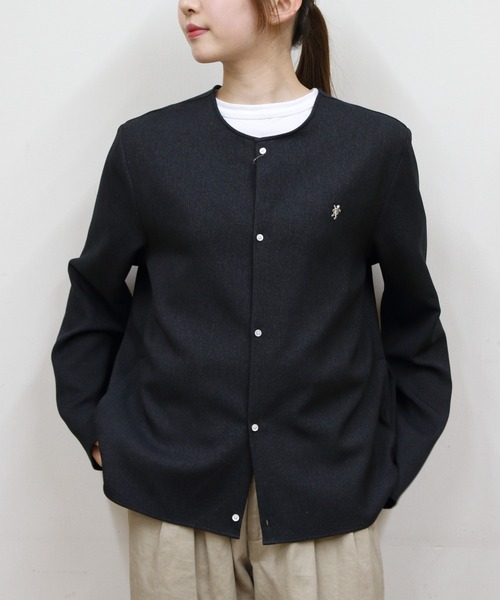 GYMPHLEX(ジムフレックス)の「Gymphlex/ジムフレックス カーディガンシャツ CARDIGAN SHIRT GY-B0500 ZOL(カーディガン/ボレロ・レディース・チャコールグレー/ベージュ・12)」の5枚目の写真