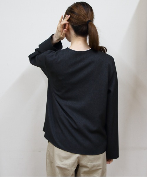 GYMPHLEX(ジムフレックス)の「Gymphlex/ジムフレックス カーディガンシャツ CARDIGAN SHIRT GY-B0500 ZOL(カーディガン/ボレロ・レディース・チャコールグレー/ベージュ・12)」の7枚目の写真