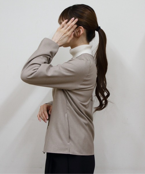 GYMPHLEX(ジムフレックス)の「Gymphlex/ジムフレックス カーディガンシャツ CARDIGAN SHIRT GY-B0500 ZOL(カーディガン/ボレロ・レディース・チャコールグレー/ベージュ・12)」の10枚目の写真