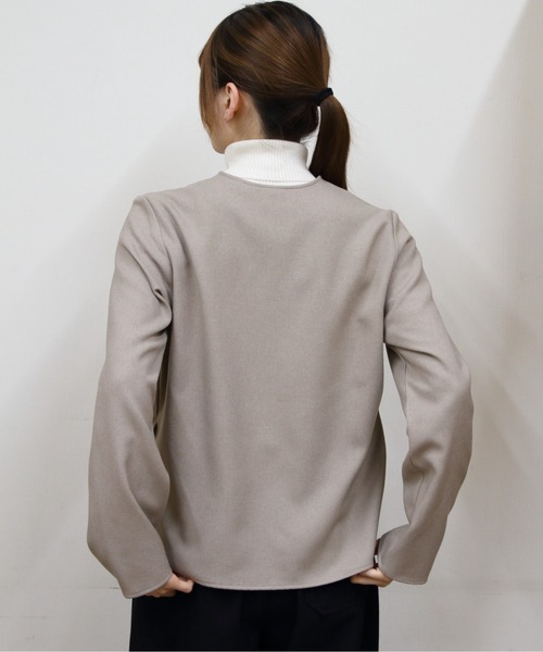 GYMPHLEX(ジムフレックス)の「Gymphlex/ジムフレックス カーディガンシャツ CARDIGAN SHIRT GY-B0500 ZOL(カーディガン/ボレロ・レディース・チャコールグレー/ベージュ・12)」の11枚目の写真