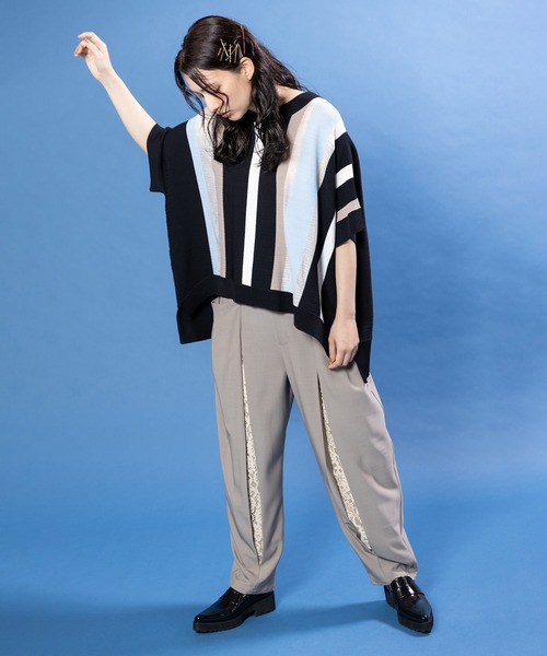 OSMOSIS(オズモーシス)の「ランダムストライプニットプルオーバー(ニット/セーター・レディース・サックスブルー/チャコール/ネイビー・ONE SIZE)」の22枚目の写真