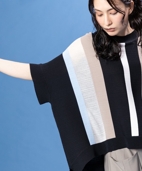 OSMOSIS(オズモーシス)の「ランダムストライプニットプルオーバー(ニット/セーター・レディース・サックスブルー/チャコール/ネイビー・ONE SIZE)」の17枚目の写真