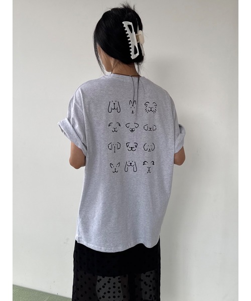 Didot.showroom（ディドット ショールーム）の「レタリングDOGプリントT（Tシャツ/カットソー・レディース・ホワイト/ネイビー/ヘザーグレー・FREE）」の3枚目の写真