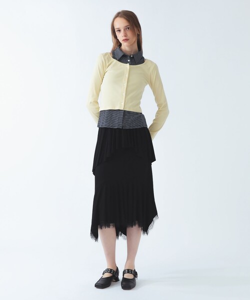 Ray BEAMS(レイビームス)の「ノースリーブ シャツ レイヤード カーディガン(Tシャツ/カットソー・レディース・ブラック/クリーム・ONE SIZE)」の3枚目の写真