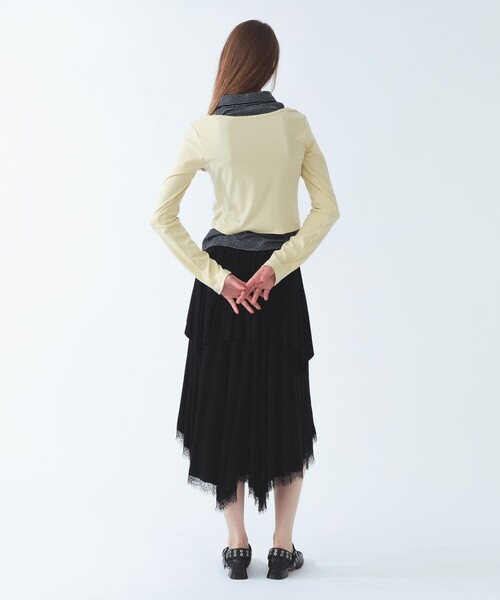 Ray BEAMS(レイビームス)の「ノースリーブ シャツ レイヤード カーディガン(Tシャツ/カットソー・レディース・ブラック/クリーム・ONE SIZE)」の5枚目の写真
