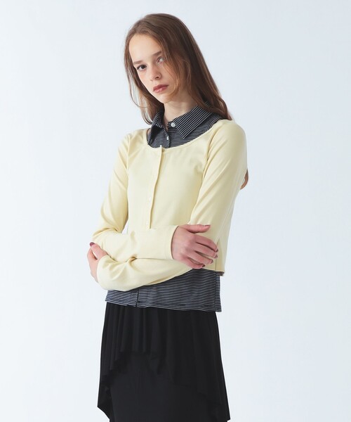 Ray BEAMS(レイビームス)の「ノースリーブ シャツ レイヤード カーディガン(Tシャツ/カットソー・レディース・ブラック/クリーム・ONE SIZE)」の6枚目の写真