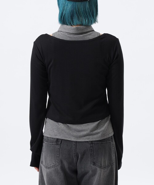 Ray BEAMS(レイビームス)の「ノースリーブ シャツ レイヤード カーディガン(Tシャツ/カットソー・レディース・ブラック/クリーム・ONE SIZE)」の10枚目の写真