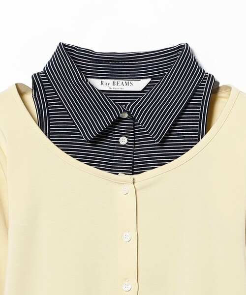 Ray BEAMS(レイビームス)の「ノースリーブ シャツ レイヤード カーディガン(Tシャツ/カットソー・レディース・ブラック/クリーム・ONE SIZE)」の14枚目の写真