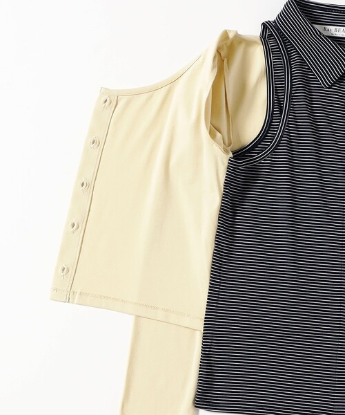 Ray BEAMS(レイビームス)の「ノースリーブ シャツ レイヤード カーディガン(Tシャツ/カットソー・レディース・ブラック/クリーム・ONE SIZE)」の16枚目の写真
