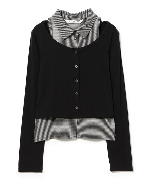Ray BEAMS(レイビームス)の「ノースリーブ シャツ レイヤード カーディガン(Tシャツ/カットソー・レディース・ブラック/クリーム・ONE SIZE)」の20枚目の写真