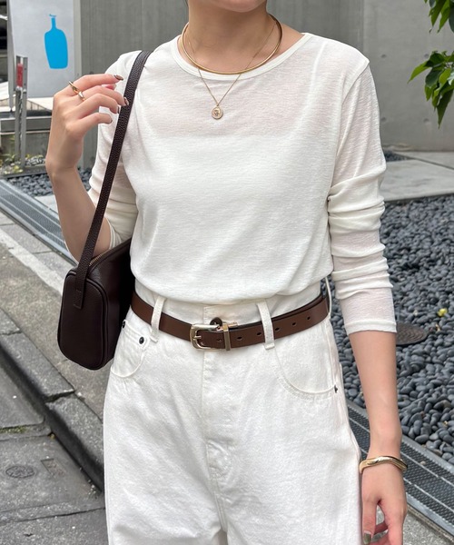 COLLAGE GALLARDAGALANTE(コラージュガリャルダガランテ)の「シアークルーネックロンT/ZOZO限定(Tシャツ/カットソー・レディース・ブラック/ダークブラウン/ホワイト/レッド・FREE)」の9枚目の写真