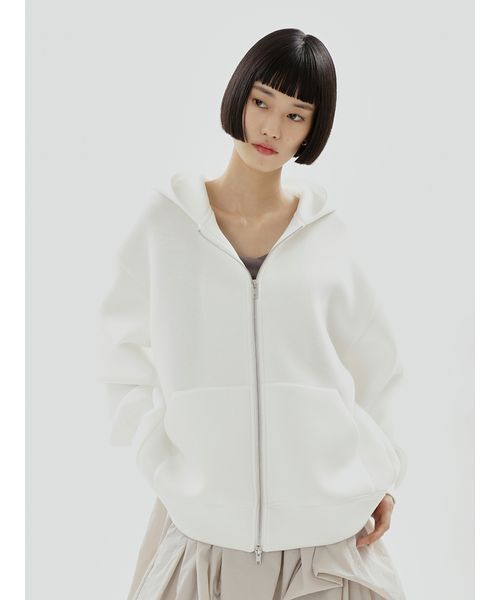 emmi(エミ)の「ジップアップダンボールフーディー(パーカー・レディース・ネイビー/ホワイト・F)」の4枚目の写真
