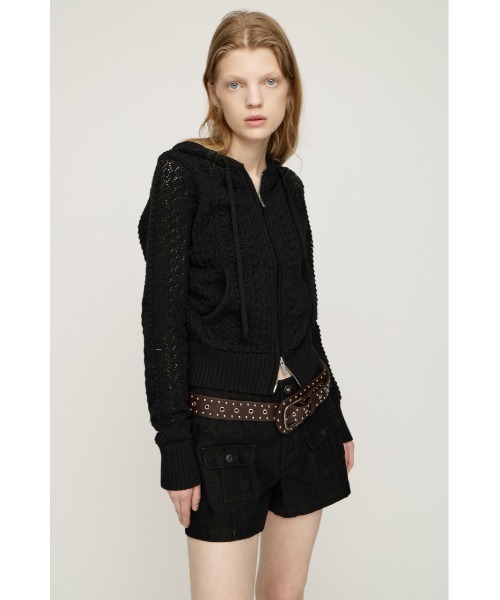 SLY(スライ)の「OPEN WORK ZIP HOODIE オープンワークジップフーディー 秋服 冬服(ニット/セーター・レディース・ブラック/バーガンディー/アイボリー・FREE)」の16枚目の写真
