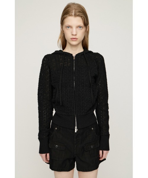 SLY(スライ)の「OPEN WORK ZIP HOODIE オープンワークジップフーディー 秋服 冬服(ニット/セーター・レディース・ブラック/バーガンディー/アイボリー・FREE)」の17枚目の写真