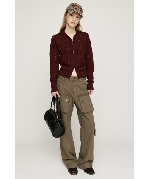 SLY(スライ)の「OPEN WORK ZIP HOODIE オープンワークジップフーディー 秋服 冬服(ニット/セーター・レディース・ブラック/バーガンディー/アイボリー・FREE)」の19枚目の写真